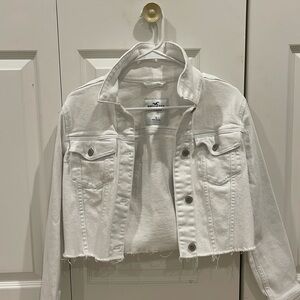 Hollister Cropped White Jean Jacket
